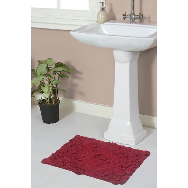 HOME WEAVERS INC Modesto Bath Rug 100% Cotton Bath Rugs Set, 17 in. x24 in.  Rectangle, Red BMO1724RE - The Home Depot