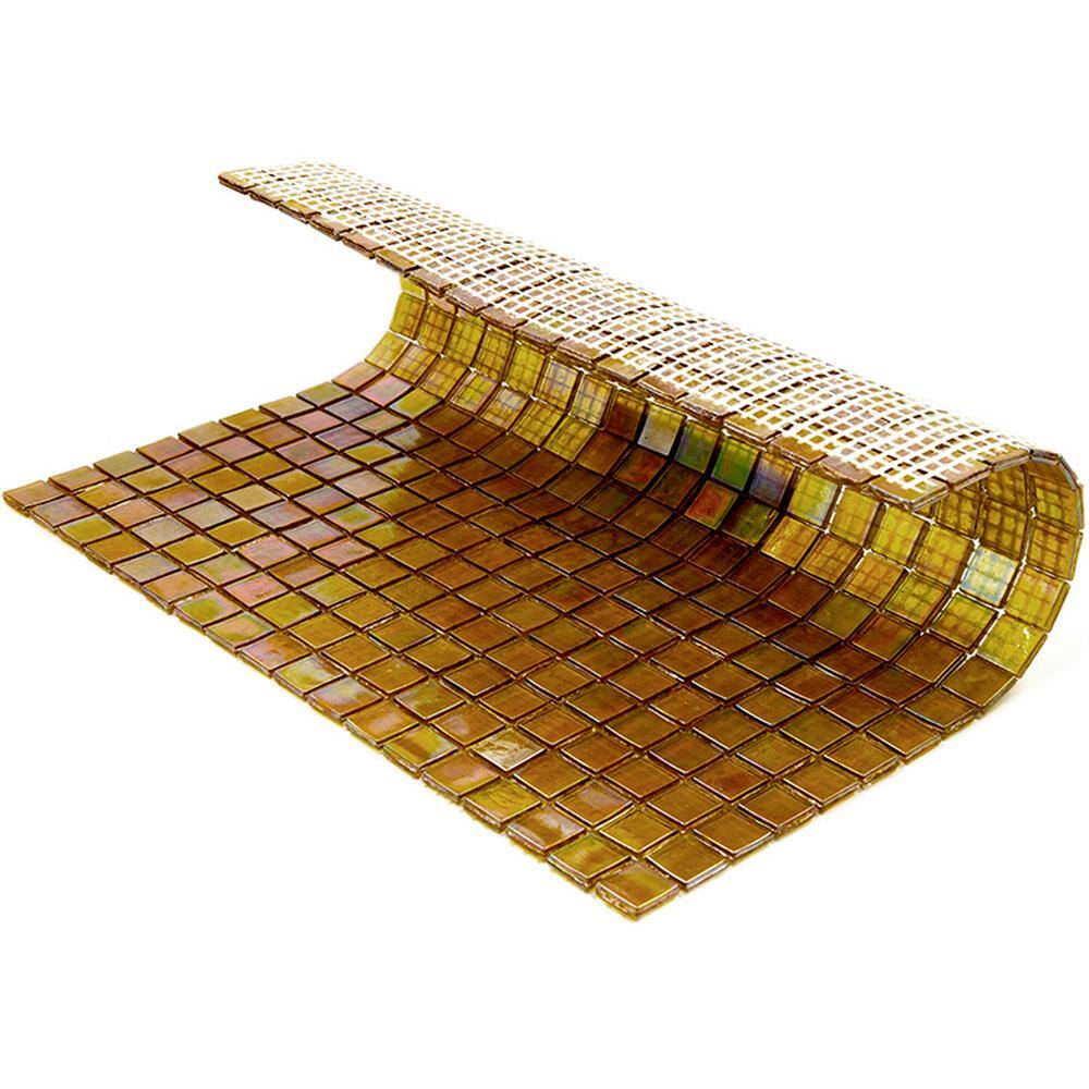 Skosh 11.6" x 11.6" Glossy Gold Beige Glass Mosaic Tile