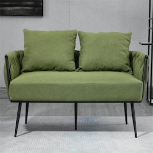 25.59 in. Upholstered Single Leisure Arm Sofa with Metal Frame in Green
