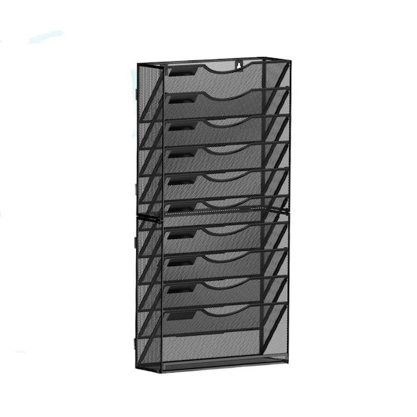 15 in. H x 13.4 in. W Black Metal Hanging Wall Mounted Magazine