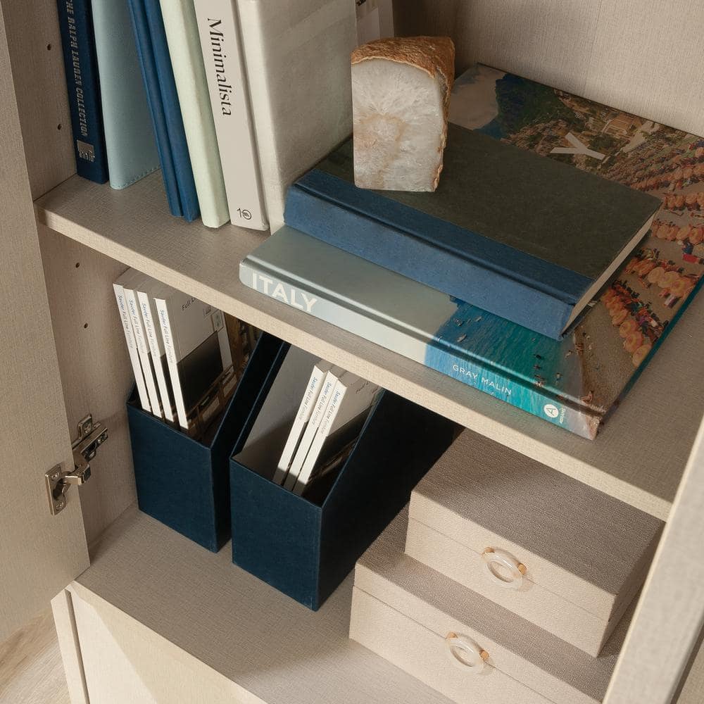 Dove Linen Freestanding White Cabinet with Adjustable Shelving