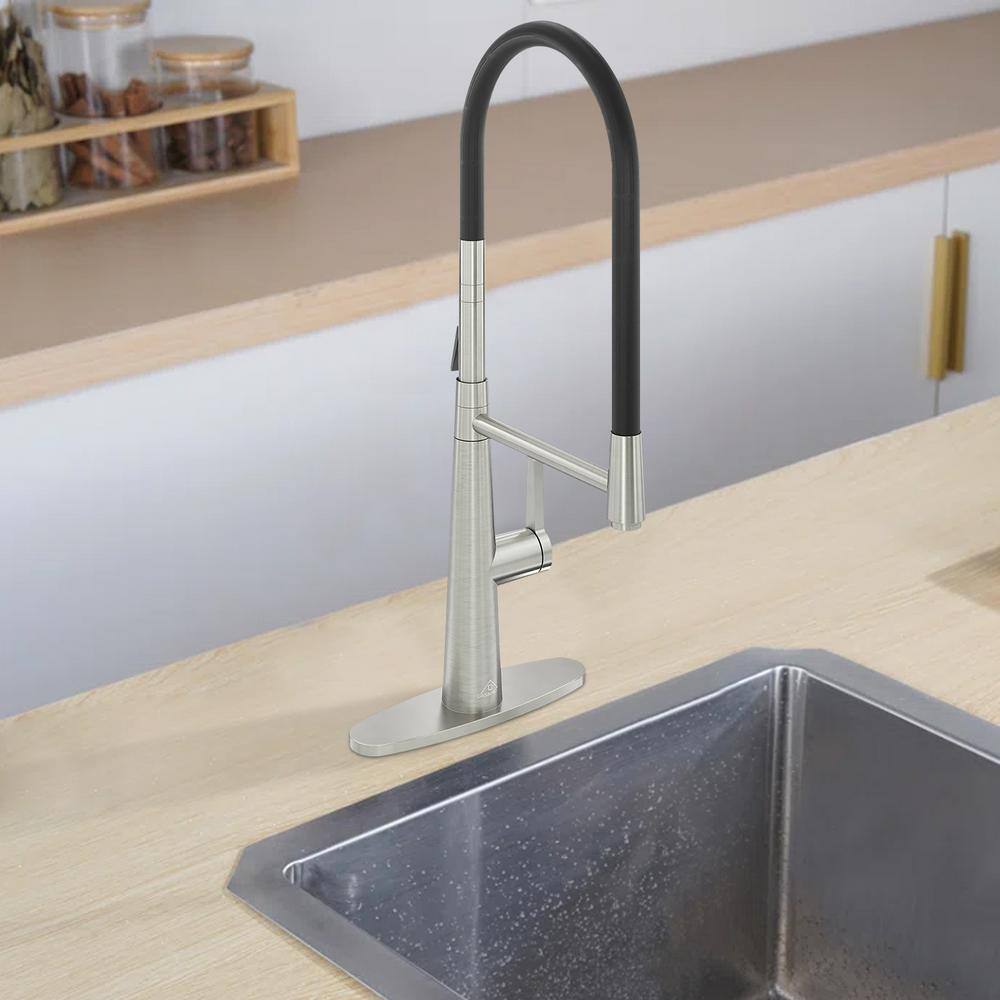 Brushed Nickel Single-Handle Kitchen Faucet with Dual-Function Spray Head