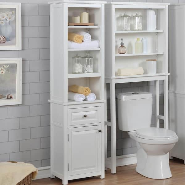 Alaterre Furniture Coventry 16 in. W x 48 in. H Free-Standing Bath Tall  Storage Shelf in White ANCT72WH - The Home Depot