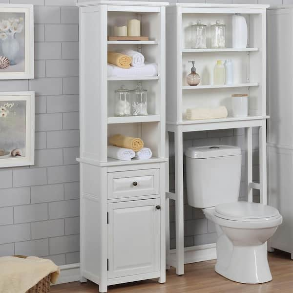 Bathroom Freestanding Storage Cabinet with Shelves Over Toilet, White -  ModernLuxe