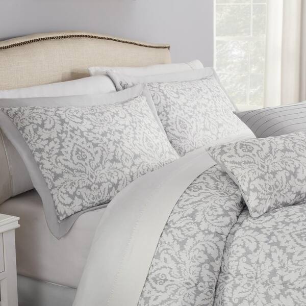 Ross Dove Gray Standard Cotton Comforter Set The Twillery Co. Size: Full Comforter + 2 Standard Shams