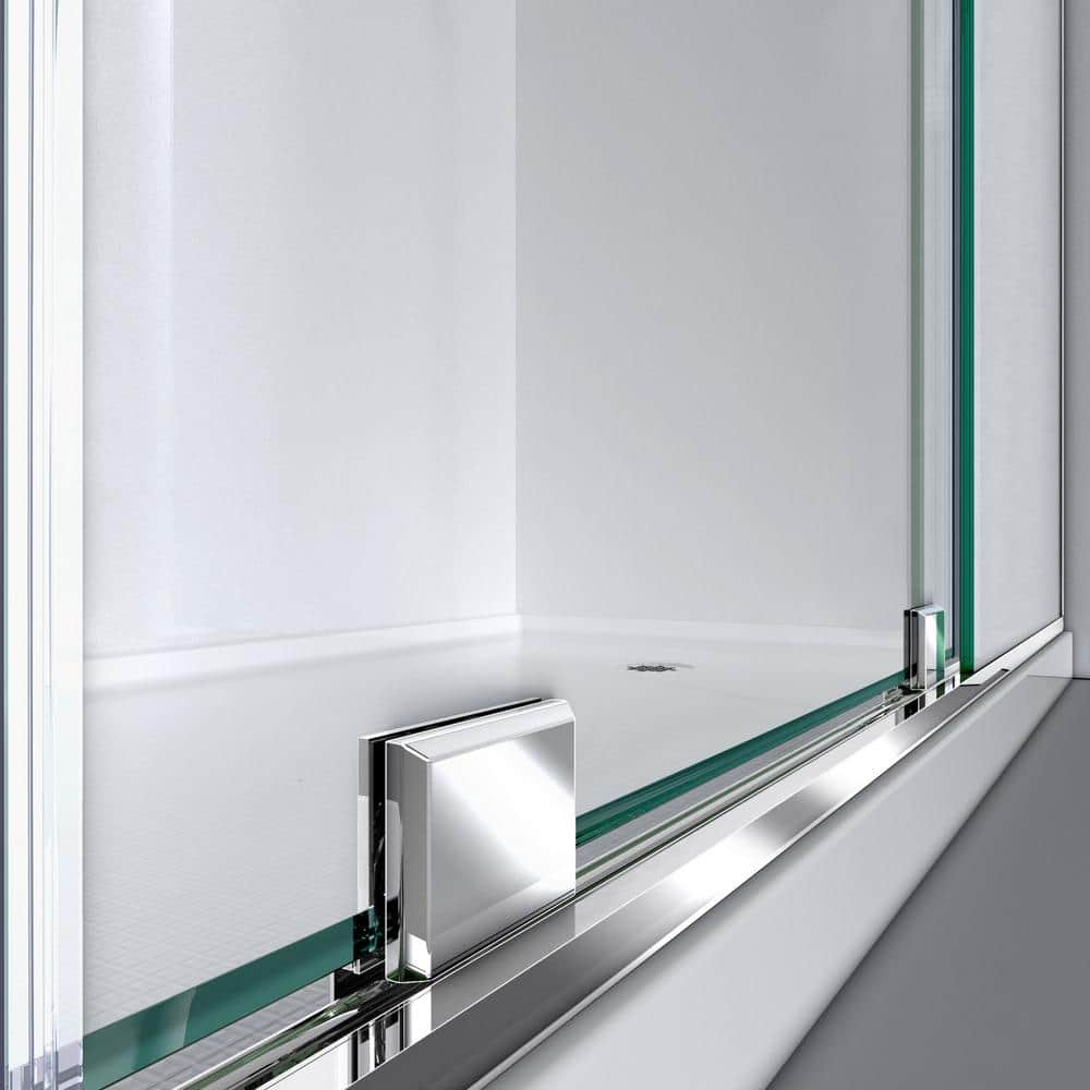 Mirage-X 60" Frameless Clear Glass Sliding Shower Door with Brushed Nickel Hardware