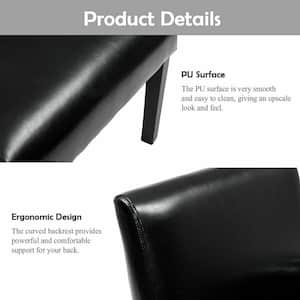 Executive Black PU Leather Guest Chair Reception Side Arm Chair Upholstered