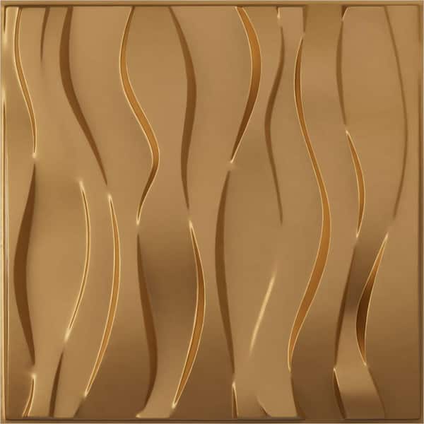 Ekena Millwork 19-5/8-in W x 19-5/8-in H Riverbank EnduraWall Decorative 3D Wall Panel Gold