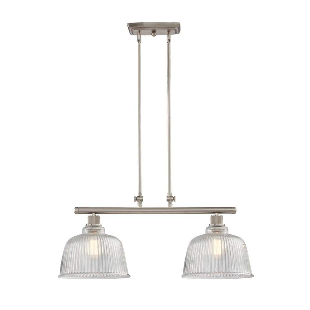 Satin Nickel 2-Light Glass Shade Island Pendant