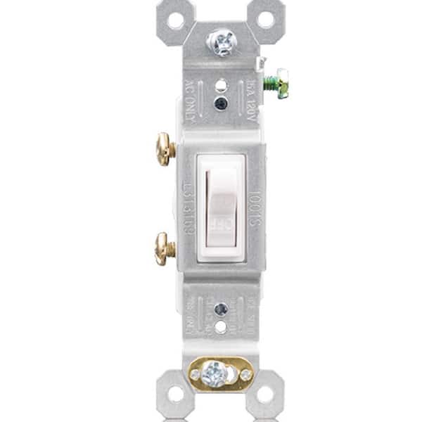 ELEGRP 15 Amp Single-Pole Toggle Light Switch, White (1-Pack)