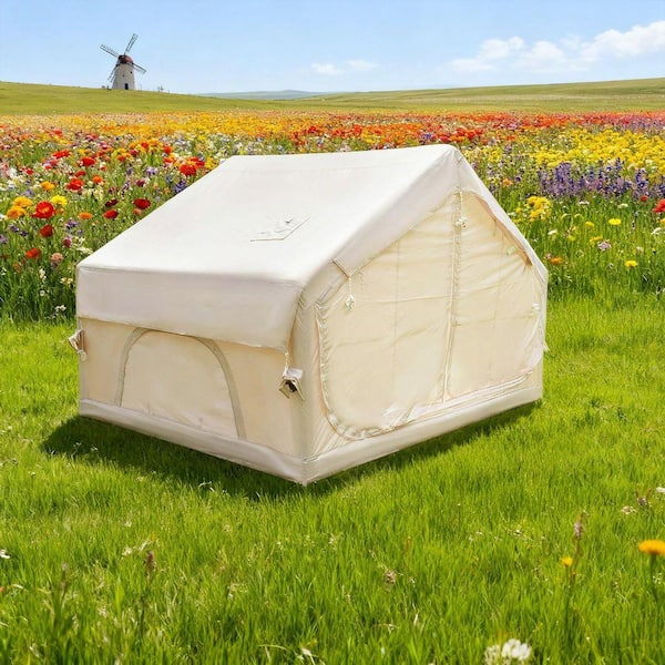 TEINIE 10 ft. x 7 ft. Beige Inflatable Camping Tent 4-Season