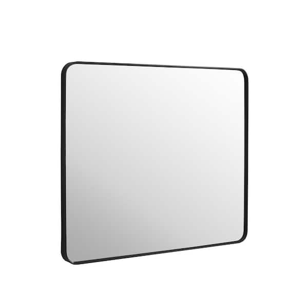 30 in. W x 36 in. H Rectangular Aluminum Framed Wall Bathroom Vanity Mirror in Matte Black for Over Sink Wall