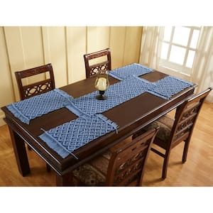 13 in. x 36 in. Blue Solid Runner