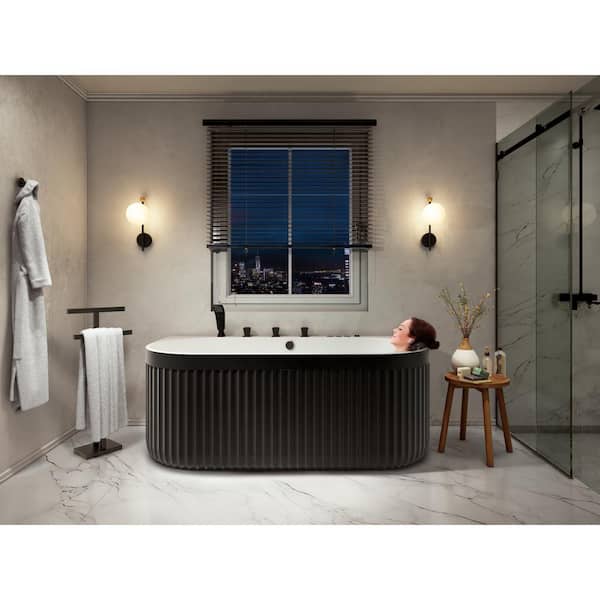 SEPARATE BATH & TODAYFUL ★ Chill Out Set Jetted Freestanding Tub – Eclipse-SM73CHS 73 x 35 inch