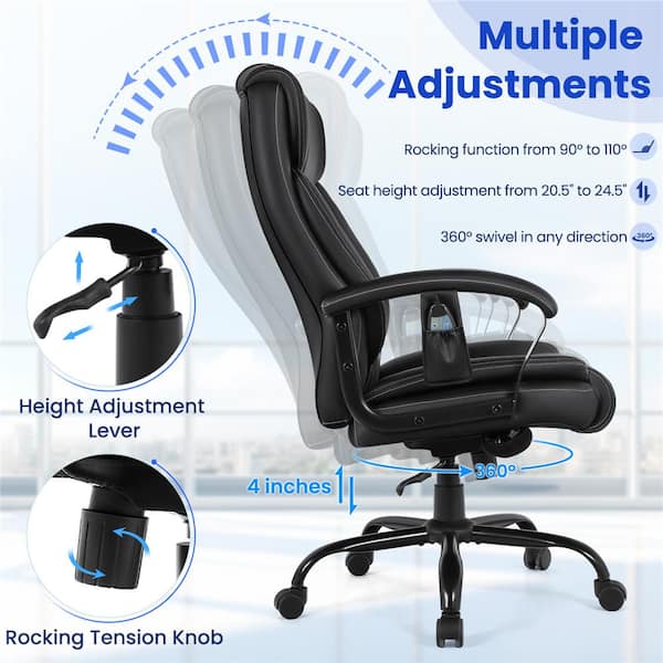 Costway 500 lb. Black Executive PU Leather Adjustable Height