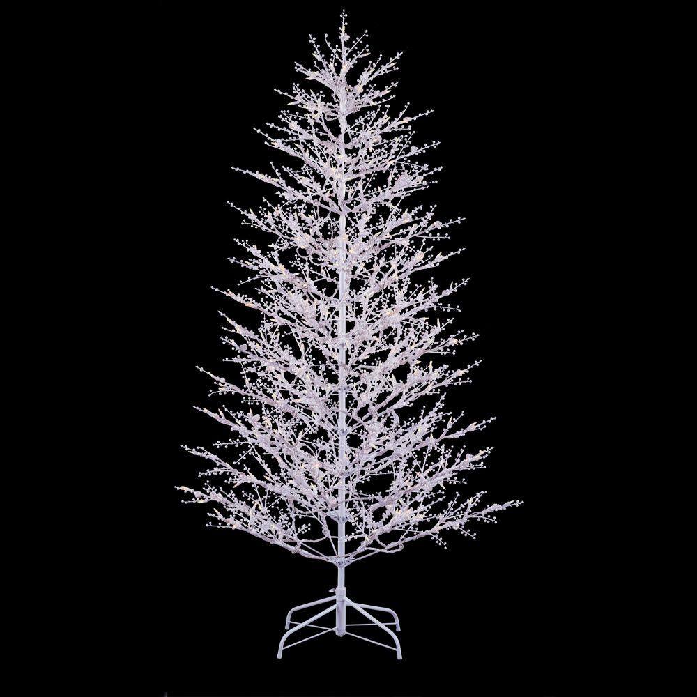 Ge 7 Ft White Winterberry Branch Tree With Led Lights 21052hd The Home Depot