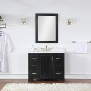 Hadiya 42 in. W x 22 in. D x 34 in. H Single Sink Bath Vanity in Black Oak with White Composite Stone Top and Mirror