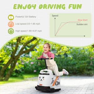 Kids Electric Car 12-Volt Ride on Toy Car Battery Powered Vehicle MP3/Storage Trunk for Kids Aged 8+, White