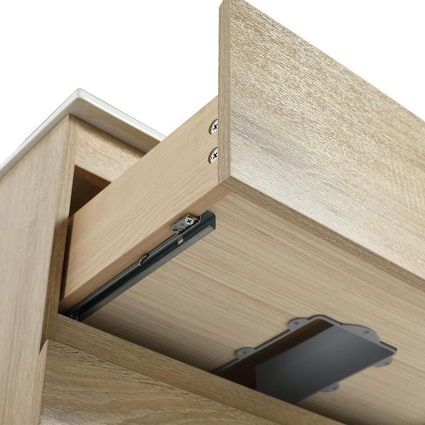 24 in. Wall Mounted Light Oak Bath Vanity with White Ceramic Sink Top Unassembled