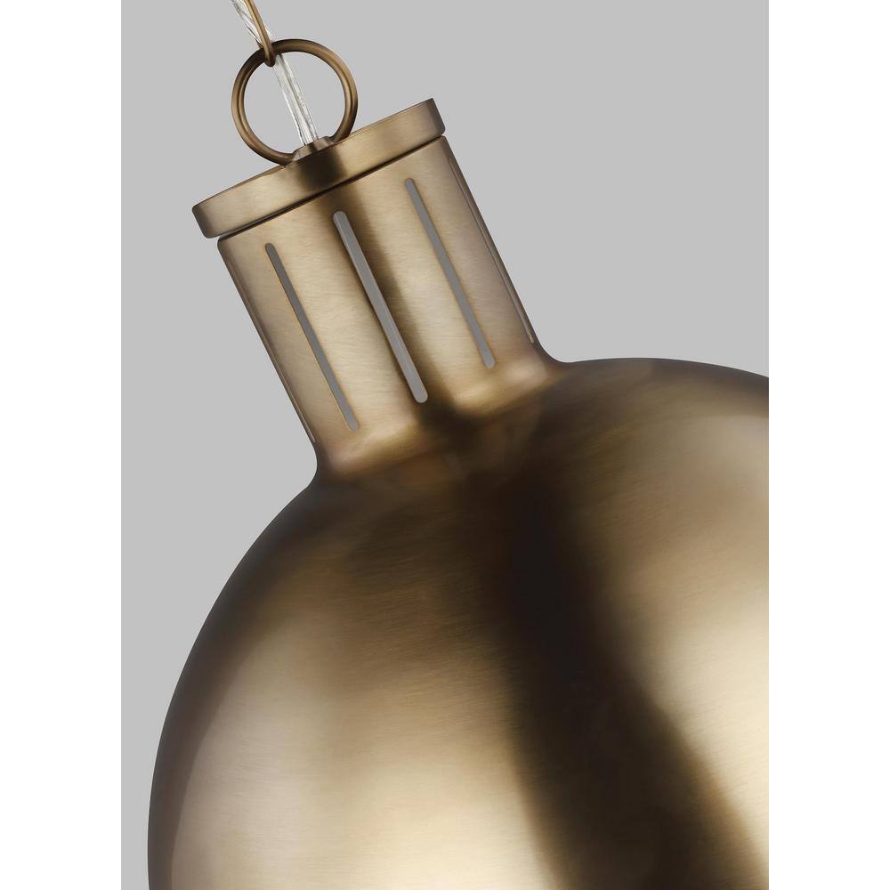 Hanks Satin Brass Globe Pendant with Smooth White Glass Shade