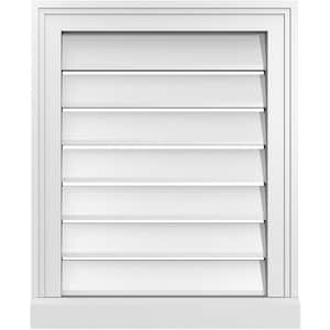 18 in. x 22 in. Vertical Surface Mount PVC Gable Vent: Functional with Brickmould Sill Frame