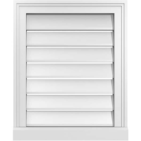 Ekena Millwork 18 in. x 22 in. Vertical Surface Mount PVC Gable Vent: Functional with Brickmould Sill Frame