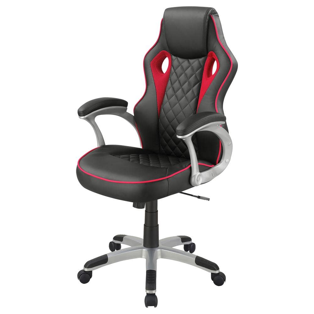 High Back Black and Red Faux Leather Swivel Executive Chair