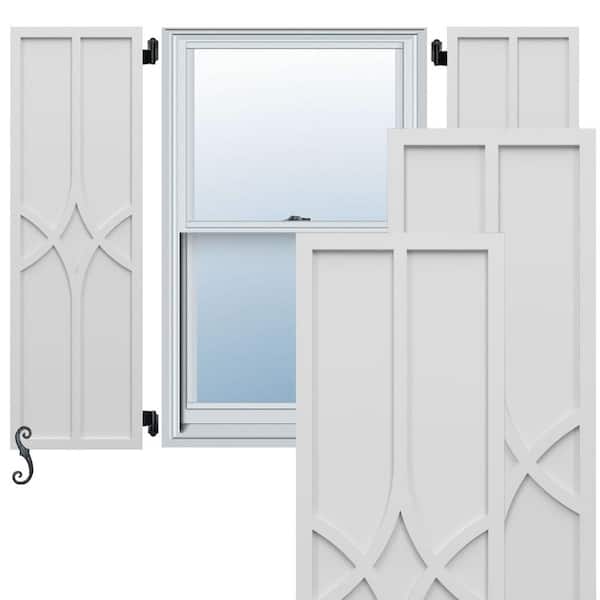 Ekena Millwork EnduraCore Cedar Park 15-in W x 45-in H Raised Panel Composite Shutters Pair in White