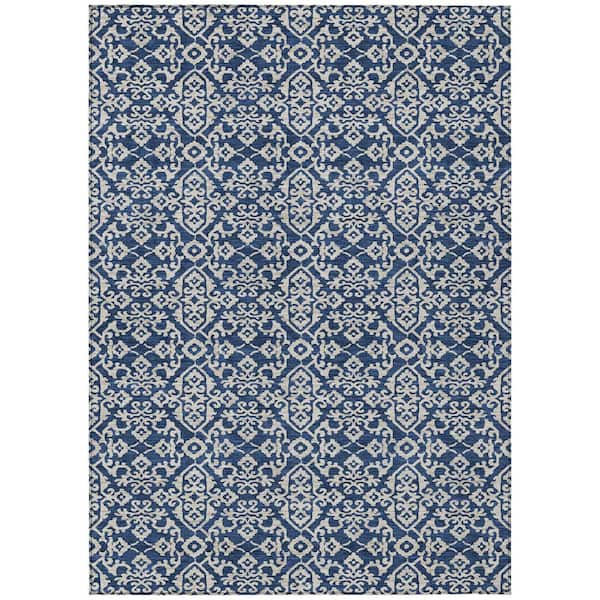 Chantille Machine Washable Indoor/Outdoor Abstract ACN2712 Navy 3 ft. x 5 ft. Area Rug