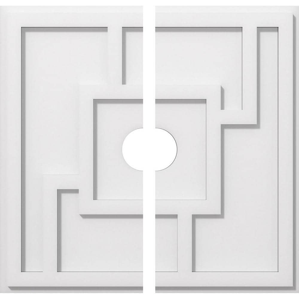 White PVC Contemporary Ceiling Medallion, 20" Square