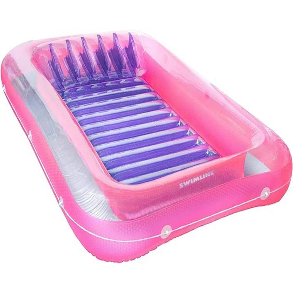 Pink Inflatable Tanning Pool Float For Adults Kids Lounger
