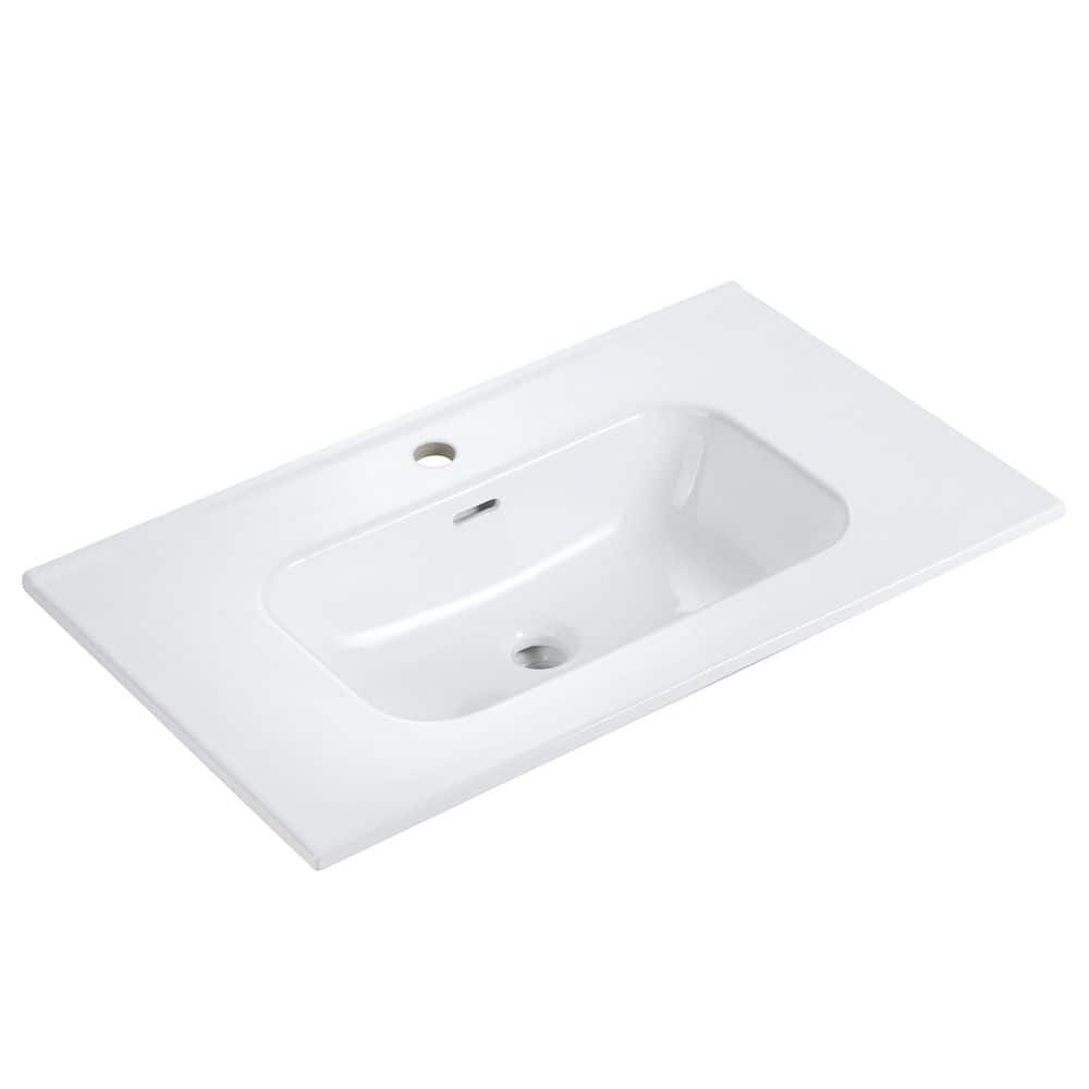 29.92 in. W x 18.3 in. D Ceramic Vanity Top in Glossy White with Basin (Cabinet, Faucet and Drain are NOT included. ) price history on PriceWatchPro