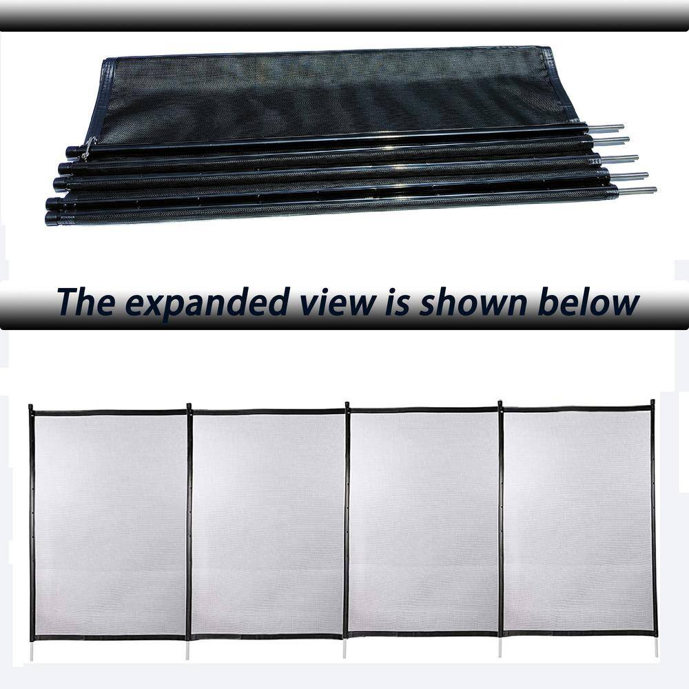 48 ft. x 4 ft. Black Outdoor Pool Fence With Section Kit, Removable Mesh Ba