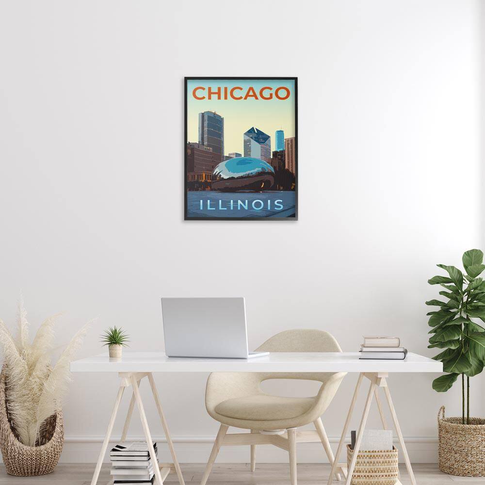 Chicago Bean Landmark by Victoria Barnes Black Framed Abstract Giclee Art Print 30 in. x 24 in. price history on PriceWatchPro