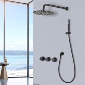 2-Spray Dual Wall Mount Fixed and Handheld Shower Head 2.8 GPM in Matte Black