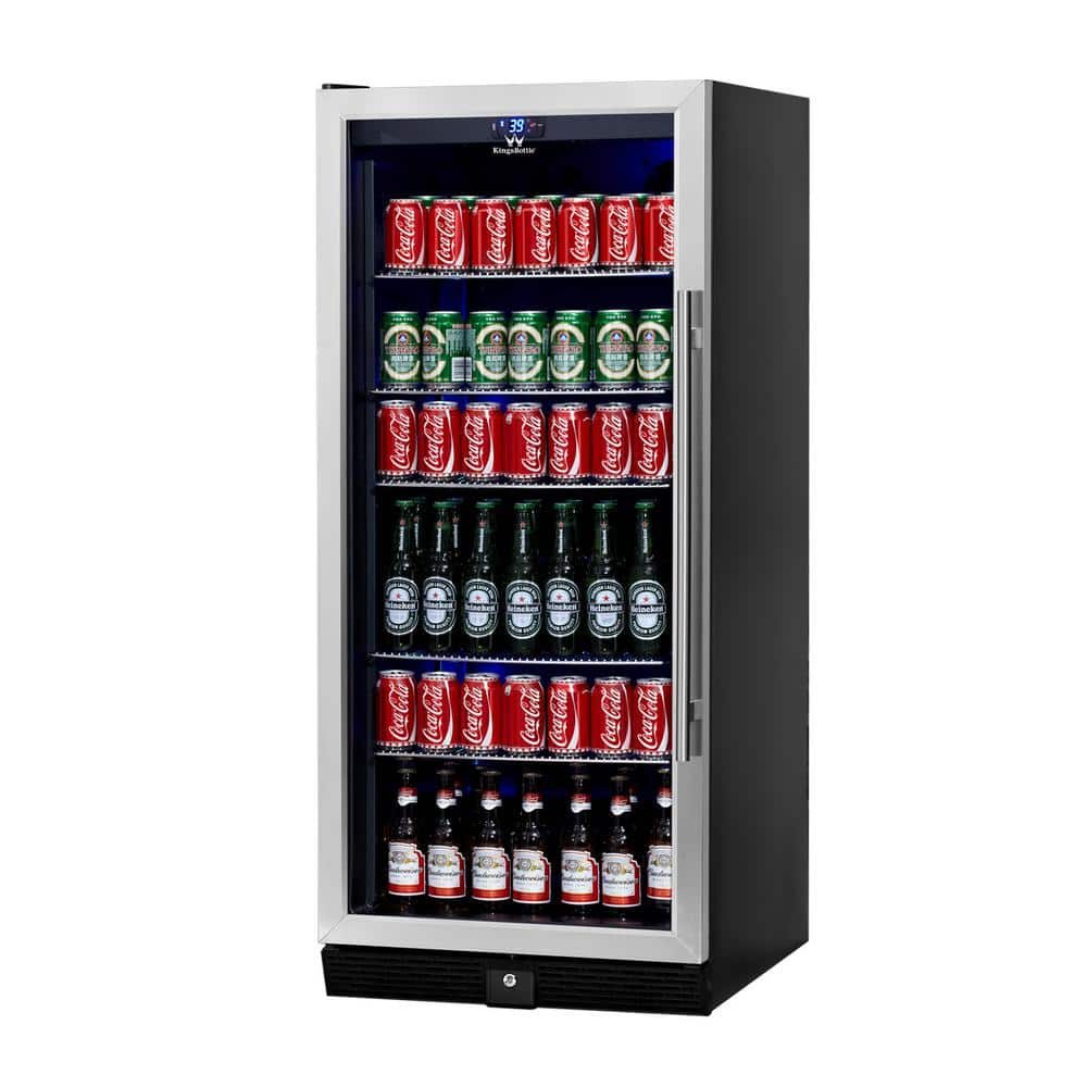 KingsBottle Single Zone 23.54 in. 300 (12 oz.) Stainless Steel Beverage Can Cooler, Silver -  KBU-100B-SS
