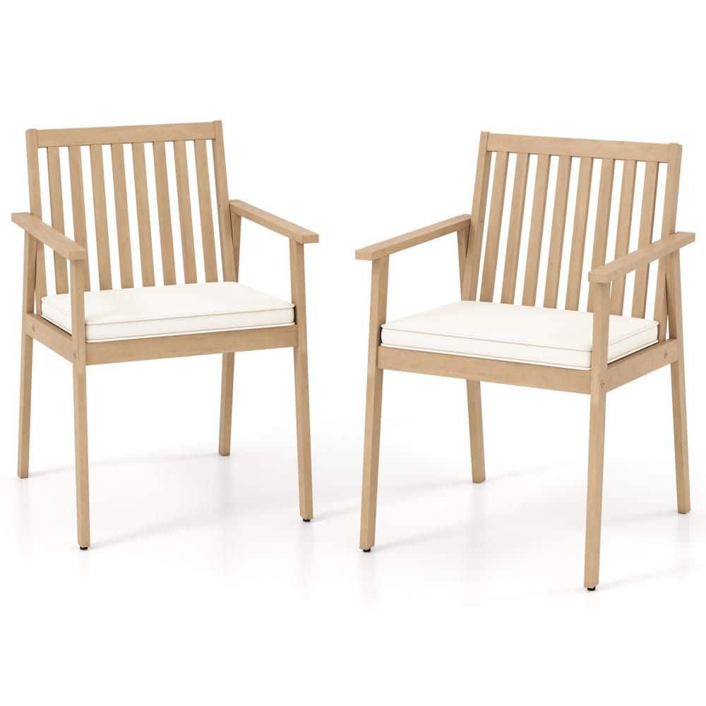2 PCS Patio Dining Chairs w/ Removable Padded Cushion Armrests & Teak Oil Finish price history on PriceWatchPro