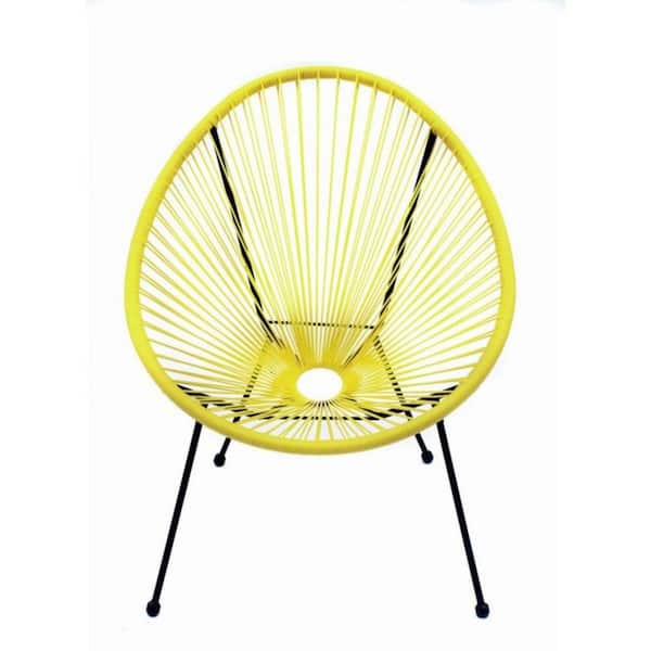 Ejoy Acapulco Yellow Woven Lounge Chair for Indoor and Outdoor Patio Use (Set of 4 Piece)