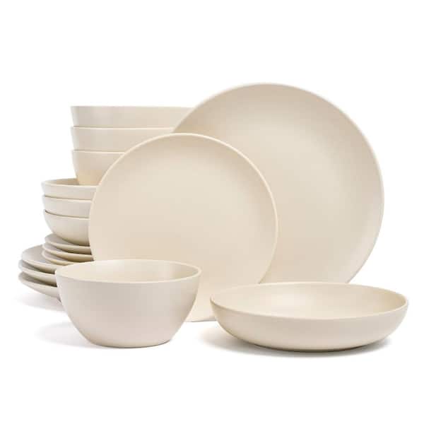 Coupe 16-Piece Semi-Matte Ivory Hand-Finished Stoneware Dinnerware Set, Service for 4