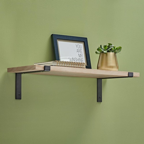 LITE FEELWOOD 23.6 in. W x 5.9 in. D x 0.75 in. Brushed Oak Decorative Wall Shelf without Brackets