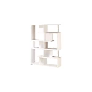 63.25 in. White Wood 8-shelf Accent Bookcase with Open Back