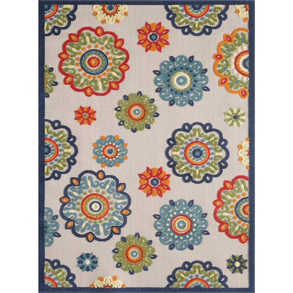 MILLERTON HOME Ava Ivory 2 ft. x 4 ft. Bohemian Floral Indoor/Outdoor Area Rug
