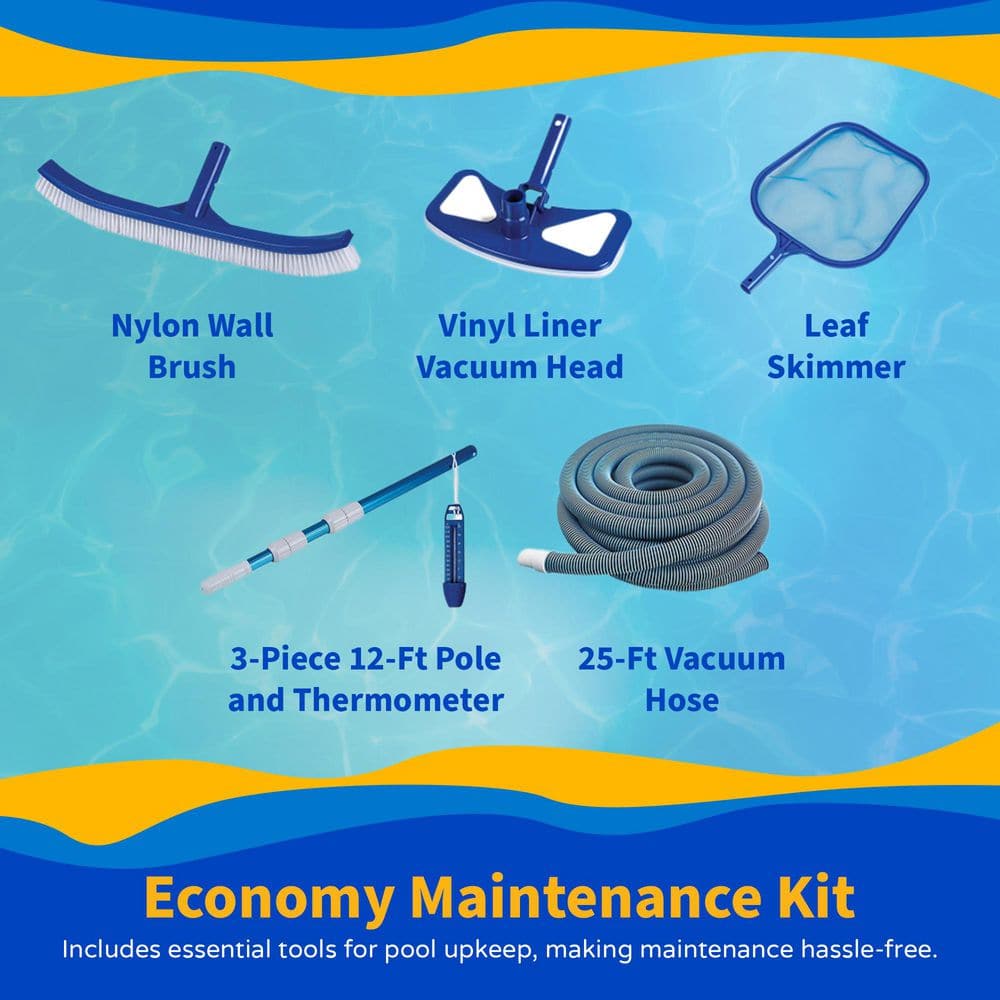 San Pedro 15' Round Gray Steel Above Ground Pool Package with Filter and Pump