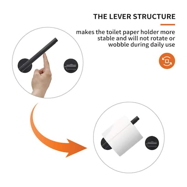 Double Post Pivoting Wall Mounted Towel Bar Toilet Paper Holder in Matte Black