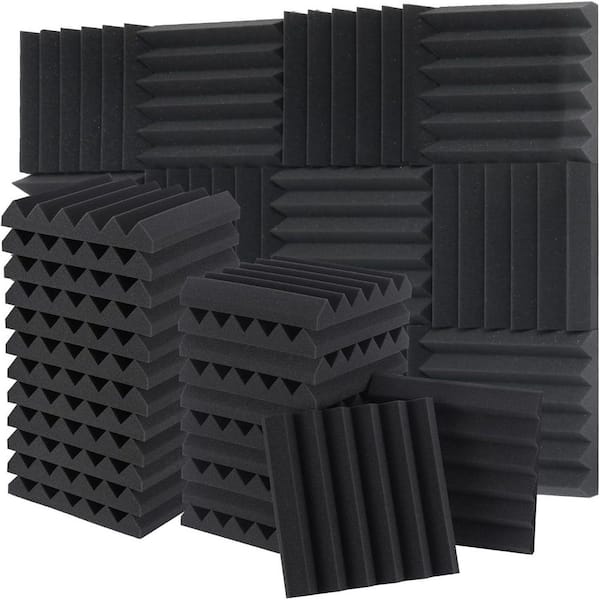 2in. T x 1ft. x 1ft. Black Sound Absorbing Panel High Density Foam 36-Pack