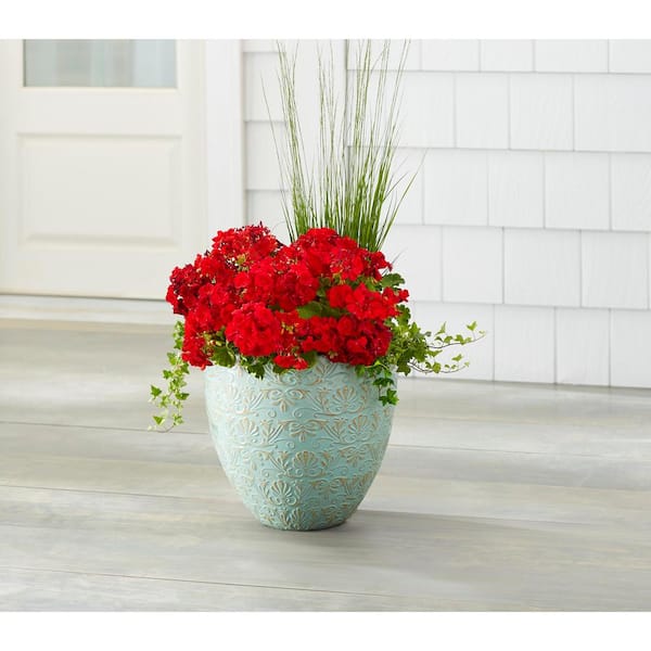 12 in. Aurelia Medium Green High-Density Resin Planter (12 in. D x 10.4 in. H)
