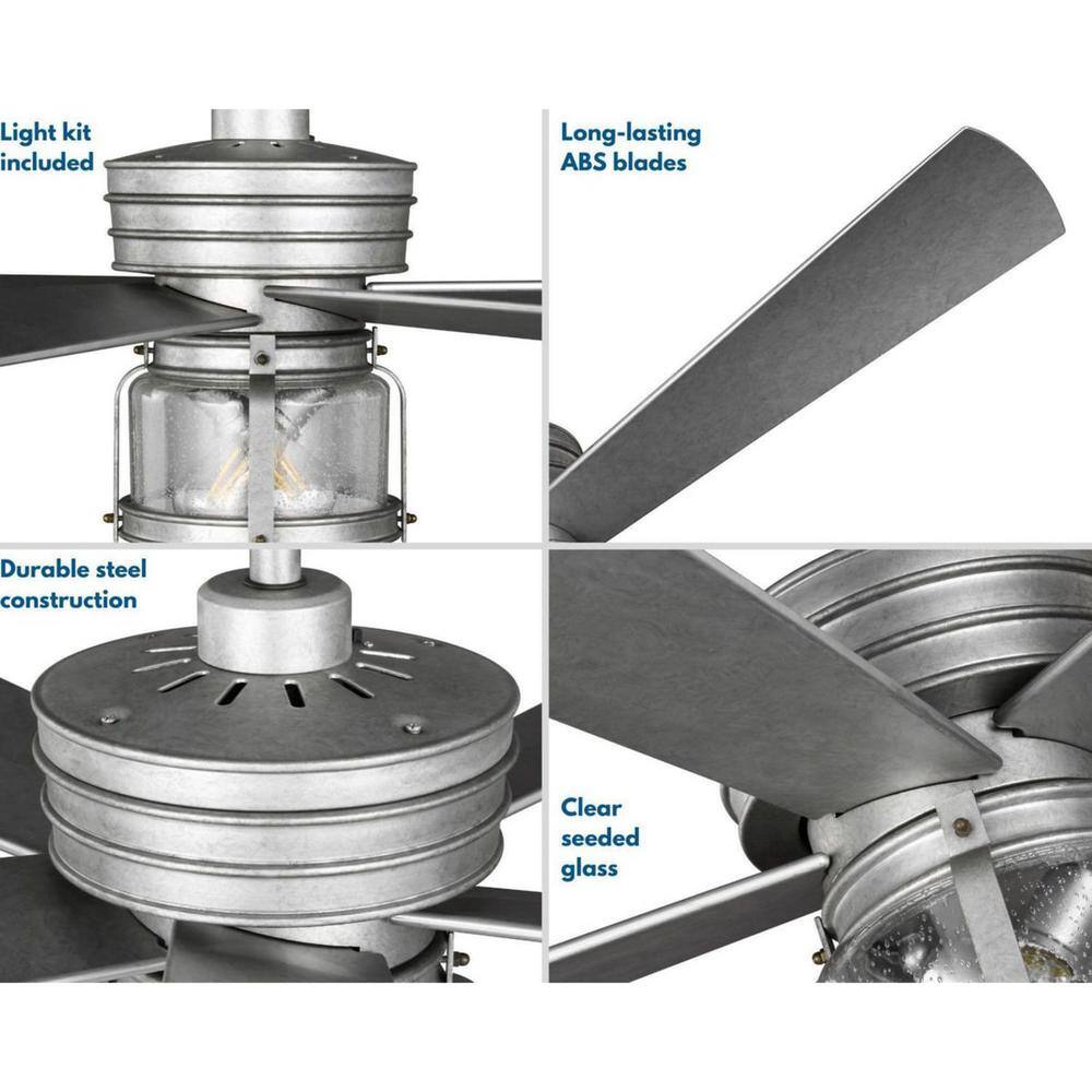 Midvale 56" Galvanized Steel Ceiling Fan with LED Light and Remote