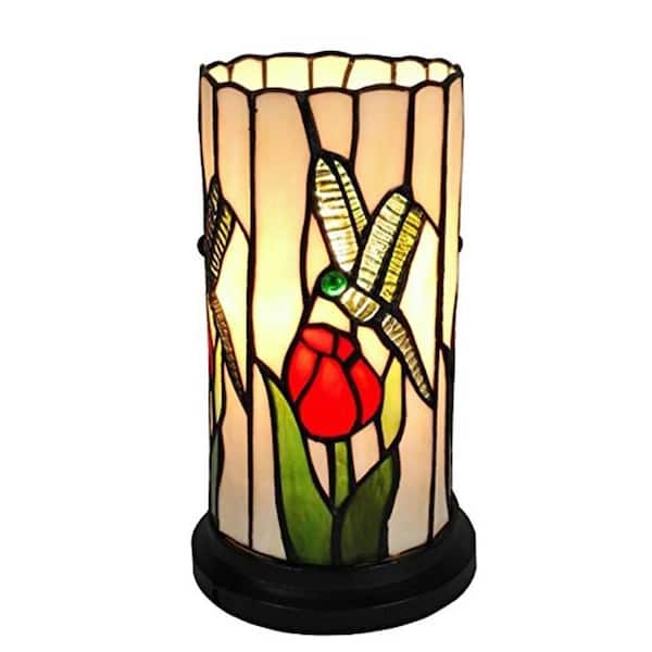 Amora Lighting 10 in. Tiffany Style Dragonfly Mini Table Lamp