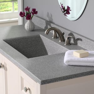 Contour 49 in. W x 22 in. D Solid Surface Vanity Top with Sink in Gray Granite