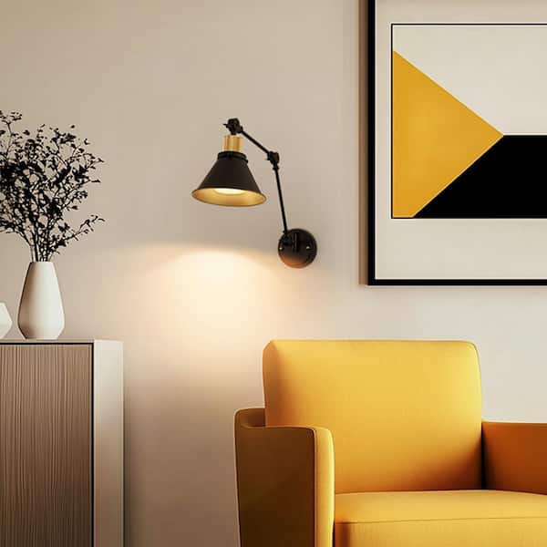 Industrial 2-Pack Wall Sconce with Adjustable Swing Arm, Vintage Metal Wall Mount for Workshop, Bedroom, or Living Room